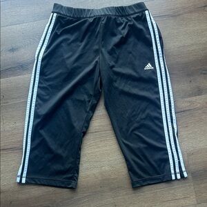 Adidas Black Capri Shorts with White Stripes ! Small